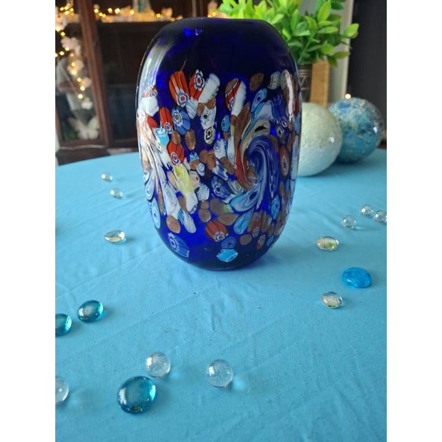 Tuscan 1960s Authentic Murano Glass Millefiori Vase For Sale - Image 3 of 6