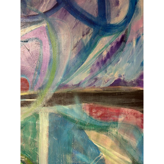Large Vintage Contemporary Abstract Oil Painting 50 X48 For Sale - Image 13 of 18