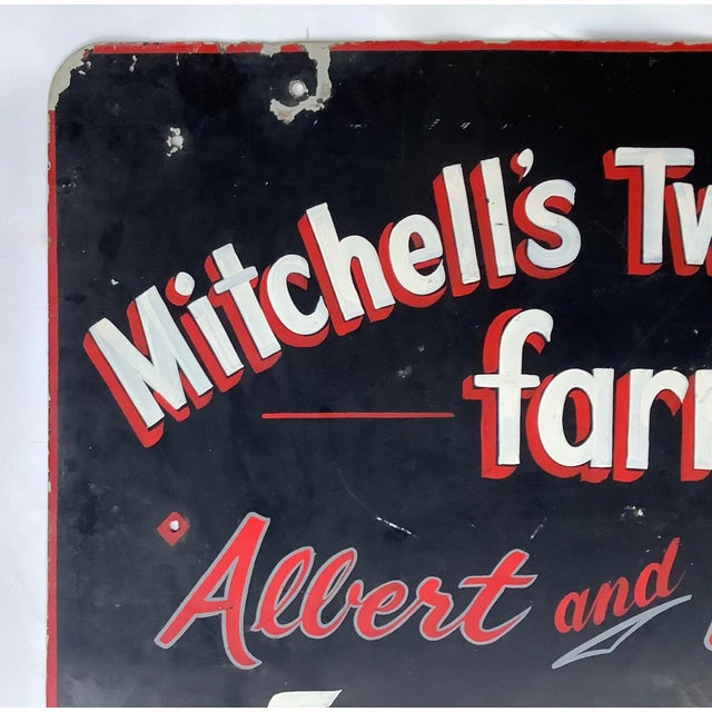 Metal Vintage Metal Hand Painted Mitchell's Farm Stand Sign For Sale - Image 7 of 10