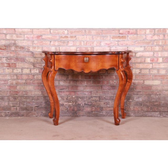 French Provincial Baker Furniture Milling Road Italian Provincial Carved Maple Console or Entry Table For Sale - Image 3 of 11