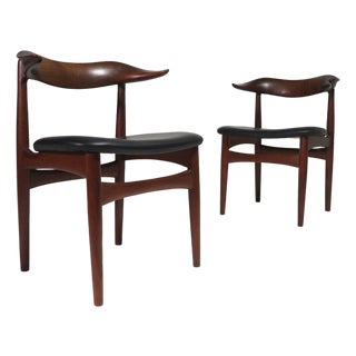 Pair of Teak Horn Chairs Attributed to Kurt Færch for Slagelse, 1958, Restored For Sale