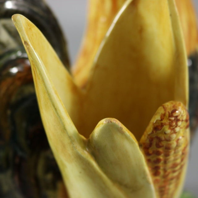 Delphin Massier Majolica Cockerel/Rooster Vase For Sale - Image 14 of 16