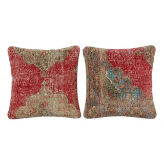 Bohemian Turkish Rug Pillow Cover 19'' X 19'' - Set of Two For Sale