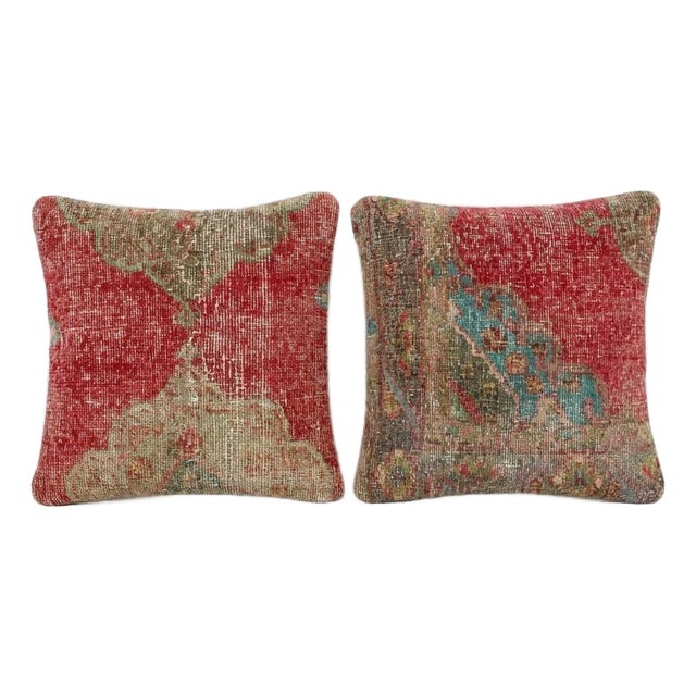 Bohemian Turkish Rug Pillow Cover 19'' X 19'' - Set of Two For Sale