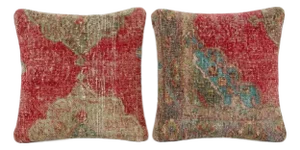 Bohemian Turkish Rug Pillow Cover 19'' X 19'' - Set of Two