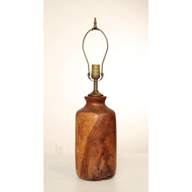 High Quality Vintage Large Turned Walnut Table Lamp, Organic Imperfections, In The Style Of Rude Osolnik (Not Labeled)