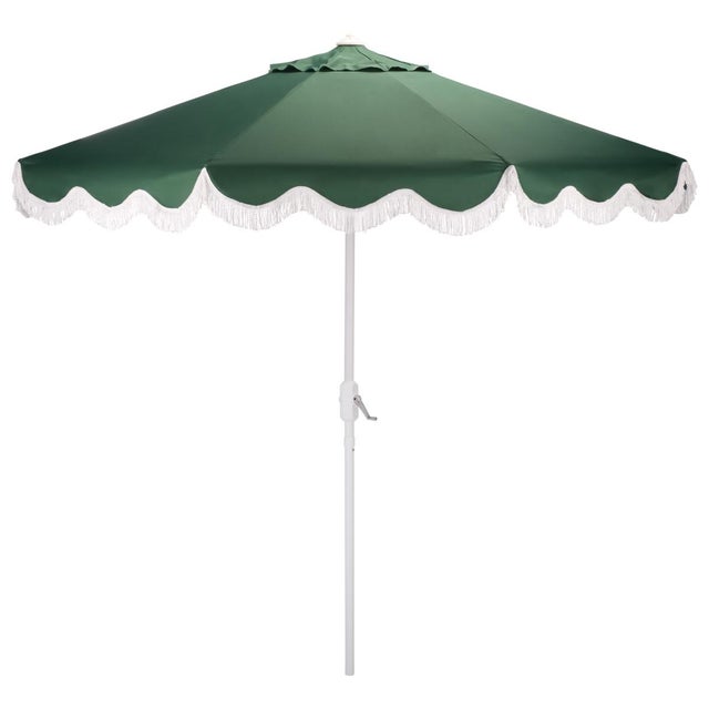 Torsa 9 Ft Crank Umbrella, Green/White Pole For Sale - Image 9 of 9