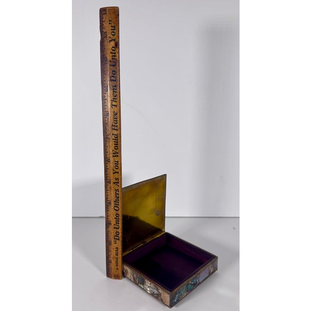 1950s Abalone Shell Rosewood Lined Box For Sale - Image 10 of 13