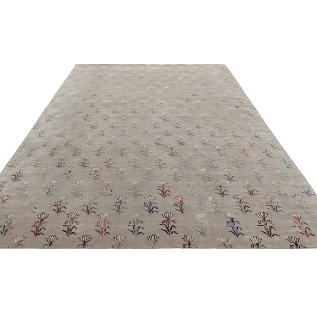 2010s Rug & Kilim’s Contemporary Rug in Silver-Gray With Floral Patterns “Ethereal” For Sale - Image 5 of 7