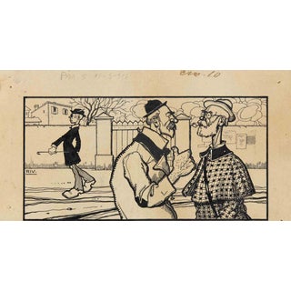 Carlo Rivalta, The Discussion, 20th Century, Watercolor For Sale
