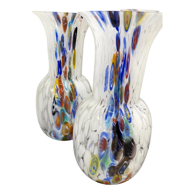 Contemporany Vases in Murrine Murano Glass from Simoeng, Set of 2 For Sale
