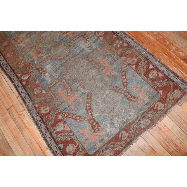 Zabihi Collection Persian Kurd Lion Antique Rug - 3'3" x 6'2" For Sale In New York - Image 6 of 11