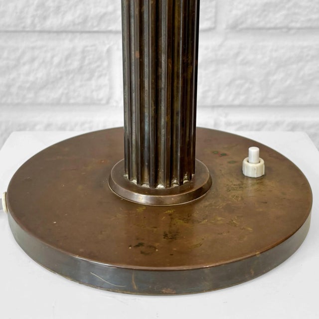 Cream Large Scandinavian Art Deco Table Lamp in Brass and Steel, 1920s For Sale - Image 8 of 12