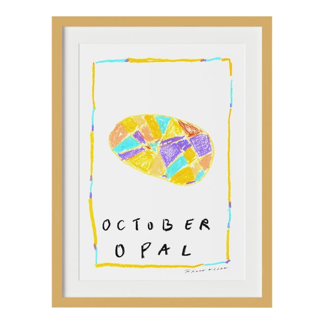 October Opal Birthstone Print by Tatiana Alida in Gold Frame For Sale
