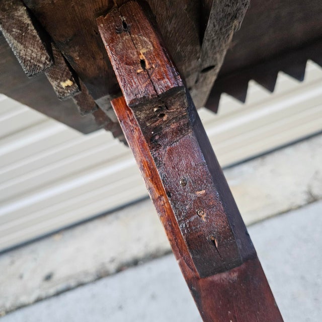 Brown Antique Rustic Handcrafted Chess Table For Sale - Image 8 of 9