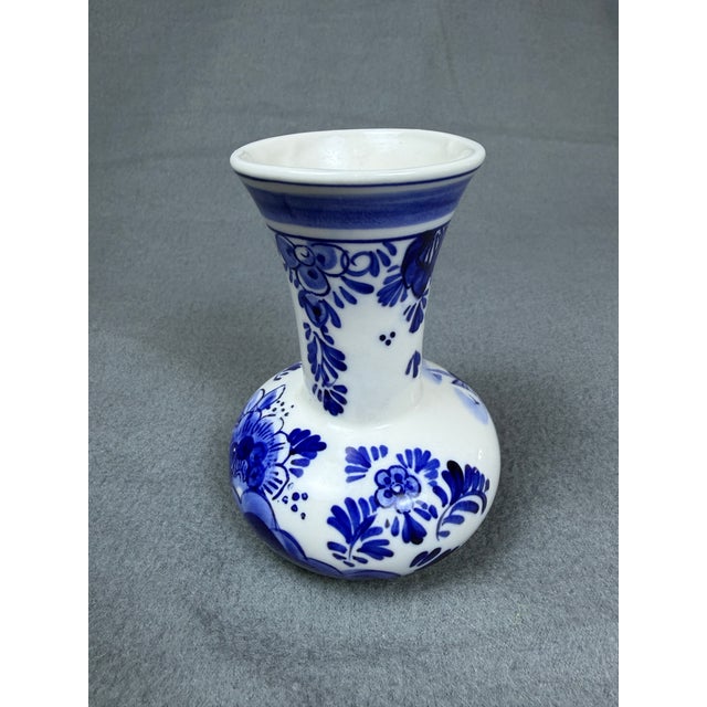 Vintage Hand-Painted Delft Blue Bud Vase, Windmill Motif, Pattern 528 For Sale In Santa Fe - Image 6 of 18