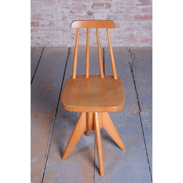 Mid-Century Czech Beech Swivel Chair, 1960s For Sale - Image 3 of 10
