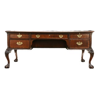 Councill Craftsmen Carved Mahogany Vintage Clawfoot Executive Desk 72" X 34" X 31" For Sale
