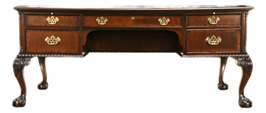 Councill Craftsmen Carved Mahogany Vintage Clawfoot Executive Desk 72" X 34" X 31"