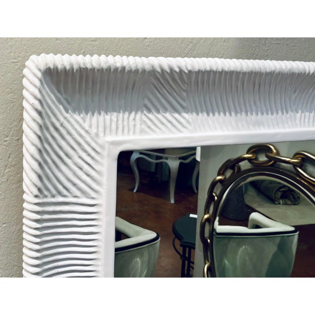 Modern Made Goods Modern Textured White Resin Thiago Wall Mirror For Sale - Image 3 of 6