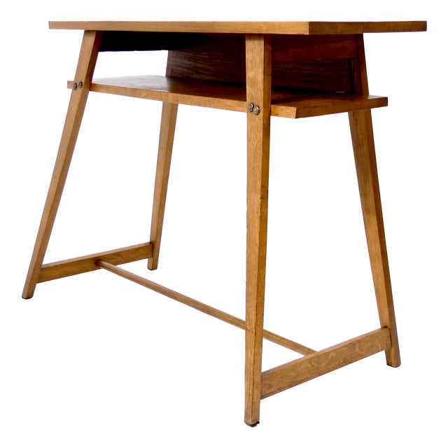 Vintage French Console Table in Oak, 1950s For Sale