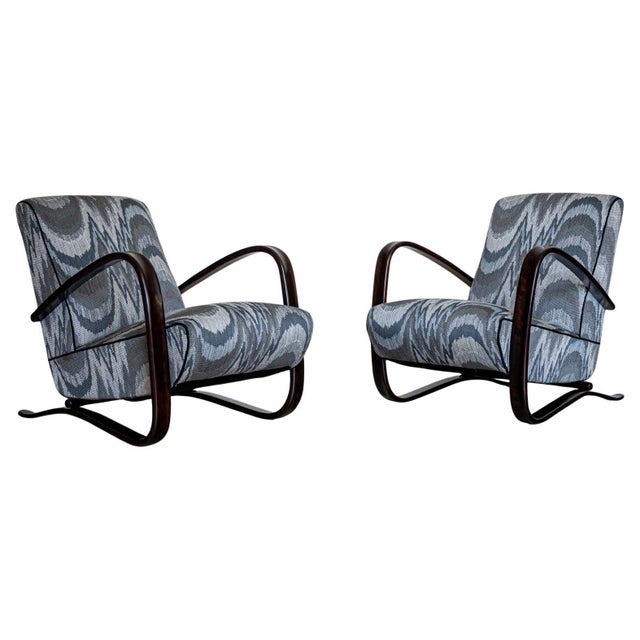 Pair of H-269 Lounge Chairs by Jindřich Halabala, Czech Republic 1930s For Sale - Image 11 of 18