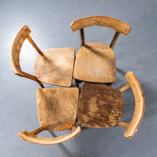 French Single Bar Dining Chairs in Oak, 1950s, Set of 6 For Sale - Image 4 of 8