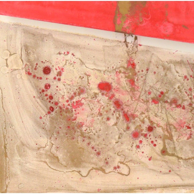 Folded Red and Gold Abstract Expressionist Composition in Acrylic on Paper A bold abstract painting by California-based...