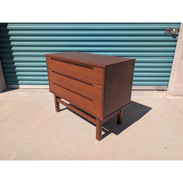 Wood Nils Jonsson Mid-Century Modern Teak 3-Drawer Chest, Denmark, C. 1960s For Sale - Image 7 of 11