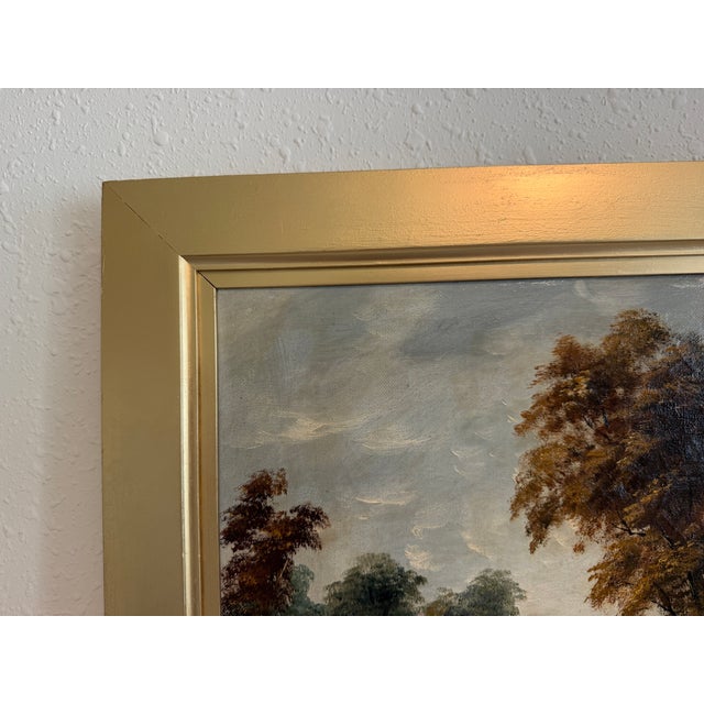 Mid 20th Century Signed European Oil Painting Mid Century Genre Landscape Cottage Scene For Sale - Image 9 of 13