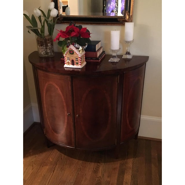 Hepplewhite Style Mahogany Demilune Cabinet by Leighton Hall For Sale - Image 4 of 12