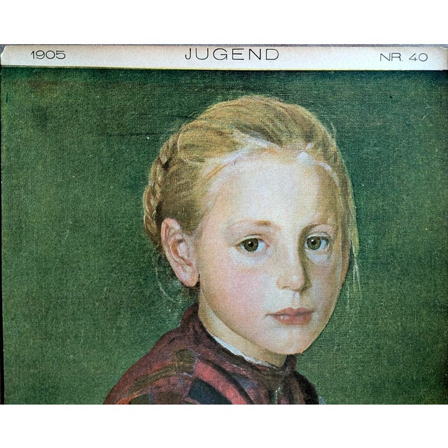 An original 1905 Jugend magazine cover (Issue No. 40) featuring Bauernmädchen in Tracht (Peasant Girl in Traditional...