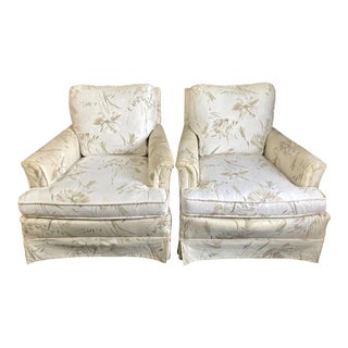 Vintage Drexel Skirted Club Chairs - a Pair For Sale