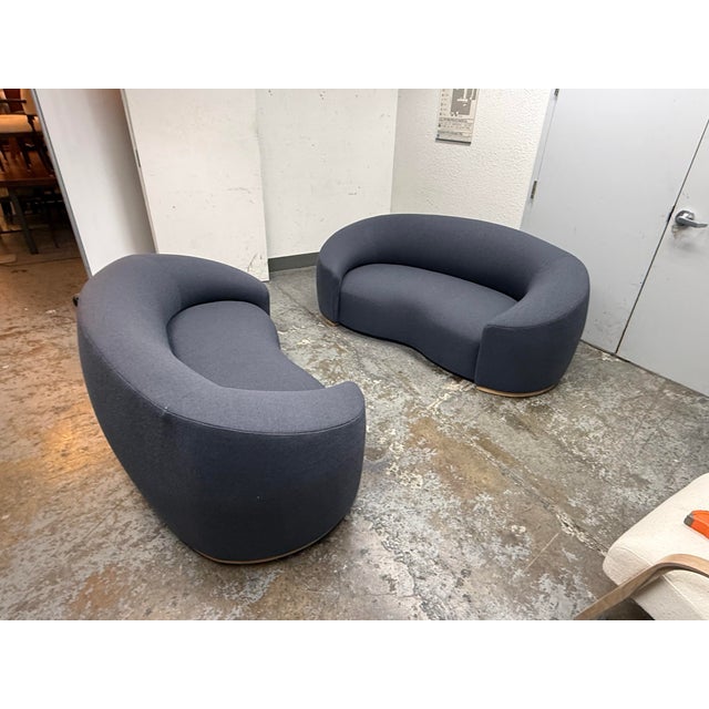 Design Plus Gallery presents a NEW Pair of Bespoke Chelsea Sofas. This pair of upholstered sofas has a rounded barrel-...