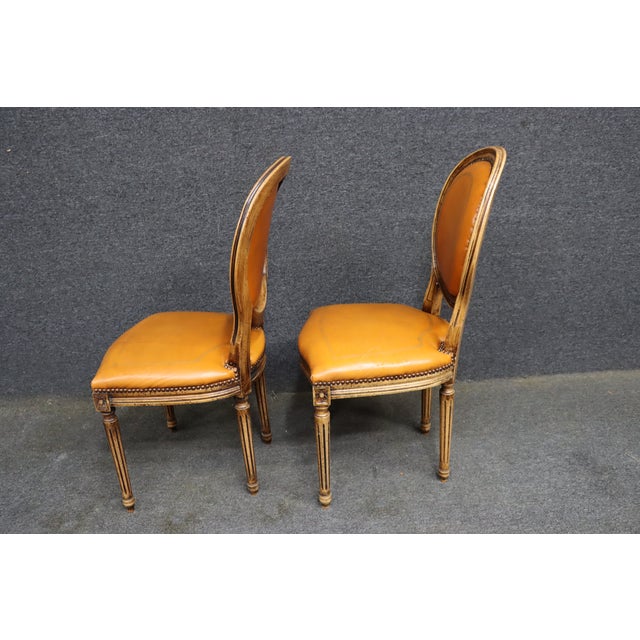 Maitland-Smith Attributed Louis XVI Style Leather Upholstered Side Chairs, Set of 4 For Sale - Image 16 of 18