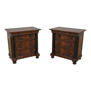 Pair Hickory White Empire Style Mahogany Nightstands For Sale