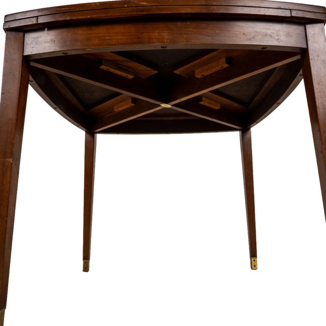 Vintage Old Colony Beacon Hill Walnut & Leather Games Table W/ Hidden Drink Holders For Sale - Image 13 of 14