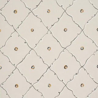 Schumacher x Backdrop Colette Wallpaper In Light Beige For Sale