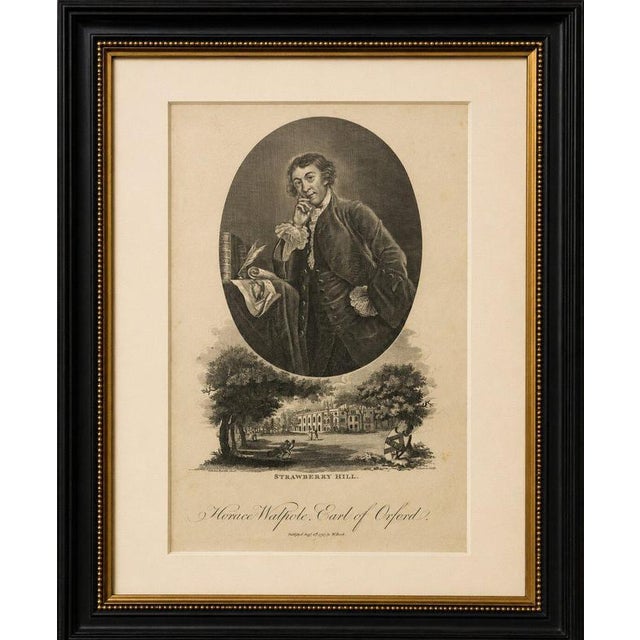 Cream After Reynolds, Horace Walpole Portrait, Strawberry Hill, Engraving, 1787 For Sale - Image 8 of 9