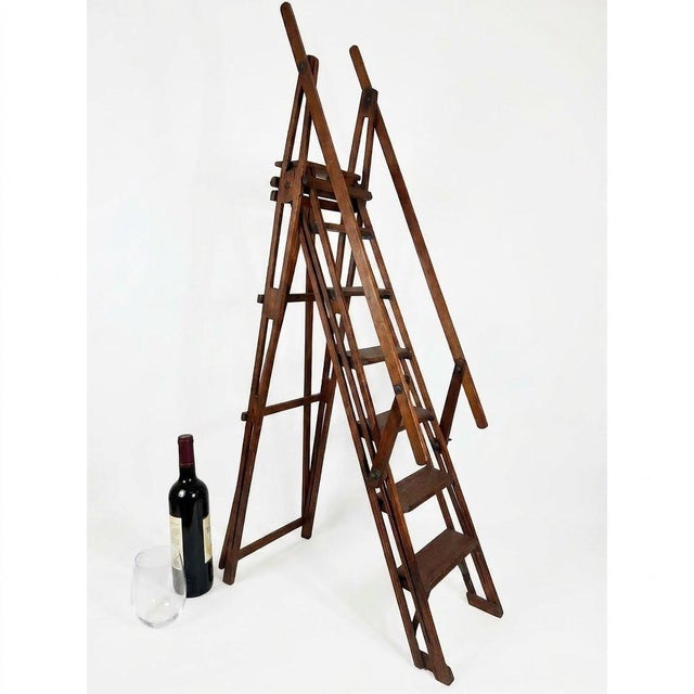 Magnificent Victorian Architectural A-Frame Ladder, Presentation & Showroom Display Model. An Elite Late-Victorian Retail...