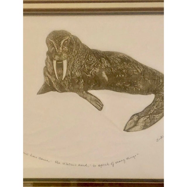 Mid-Century Modern 1980’s Original Walrus Litho With Raised Embossed Paper, Pencil Signed #5/40, Framed For Sale - Image 3 of 10
