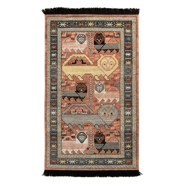 Tribal Rug & Kilim Tribal Style Rug, Red and Gray Lion Pictorial, 8x10 For Sale - Image 3 of 3