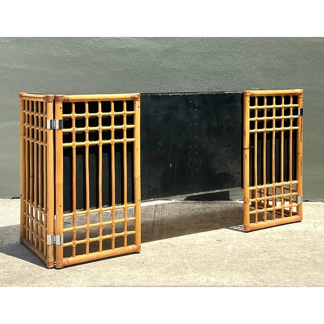 Black Vintage Rattan and Lacquered Wood Sideboard For Sale - Image 8 of 18
