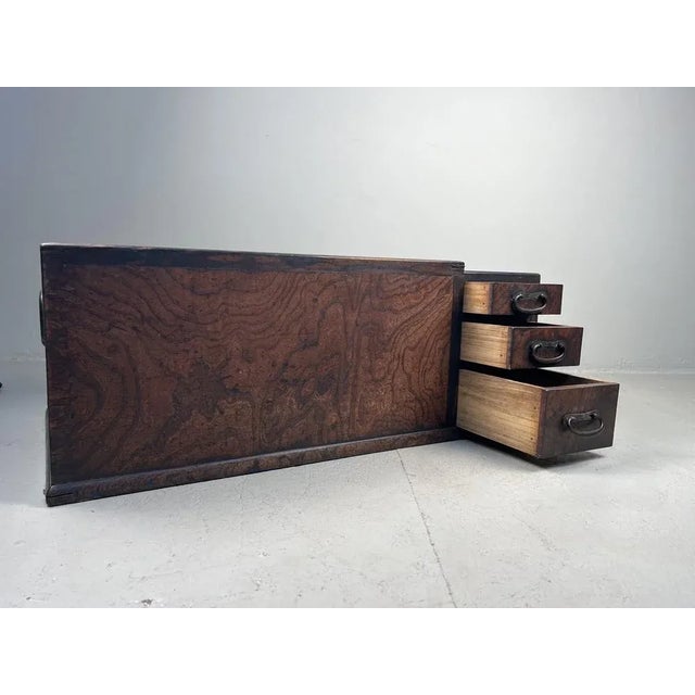Wood Japanese Keyaki Hibachi with Three Drawers For Sale - Image 7 of 13