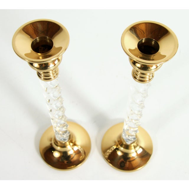 Late 20th Century Vintage Hollywood Regency Brass & Twisted Lucite