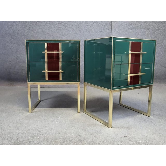 Not Yet Made - Made To Order Green and Red Murano Bedside Tables from Justfurnituress SRL, Set of 2 For Sale - Image 5 of 9