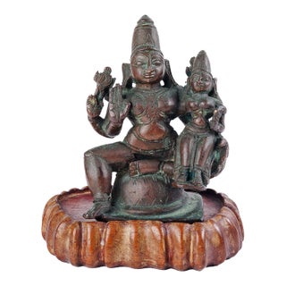Vintage Indian Bronze Vishnu and Lakshmi Sculpture For Sale