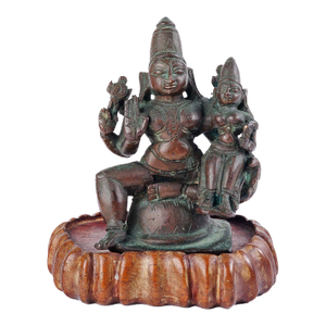 Vintage Indian Bronze Vishnu and Lakshmi Sculpture