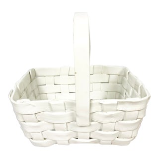 Mid 20th Century Italian Mid-Century Ceramic Woven Basket For Sale