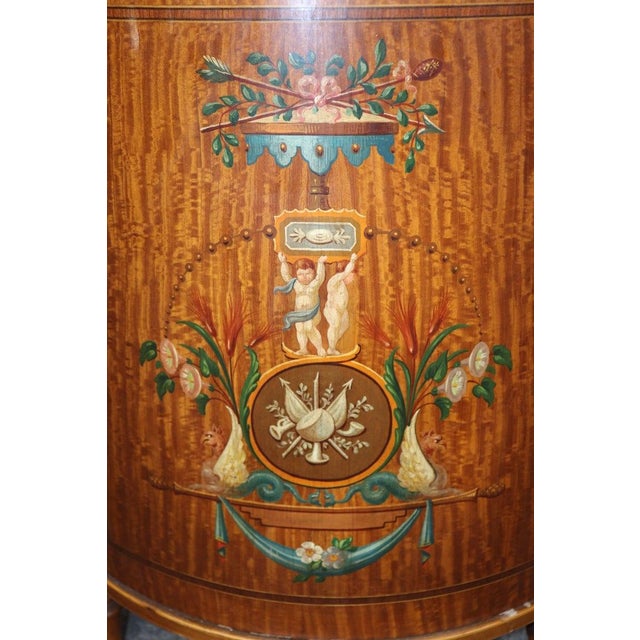 Clear All Fine Pair English Satinwood Adams Style With Paint Decoration 1920s Era Commodes For Sale - Image 16 of 16